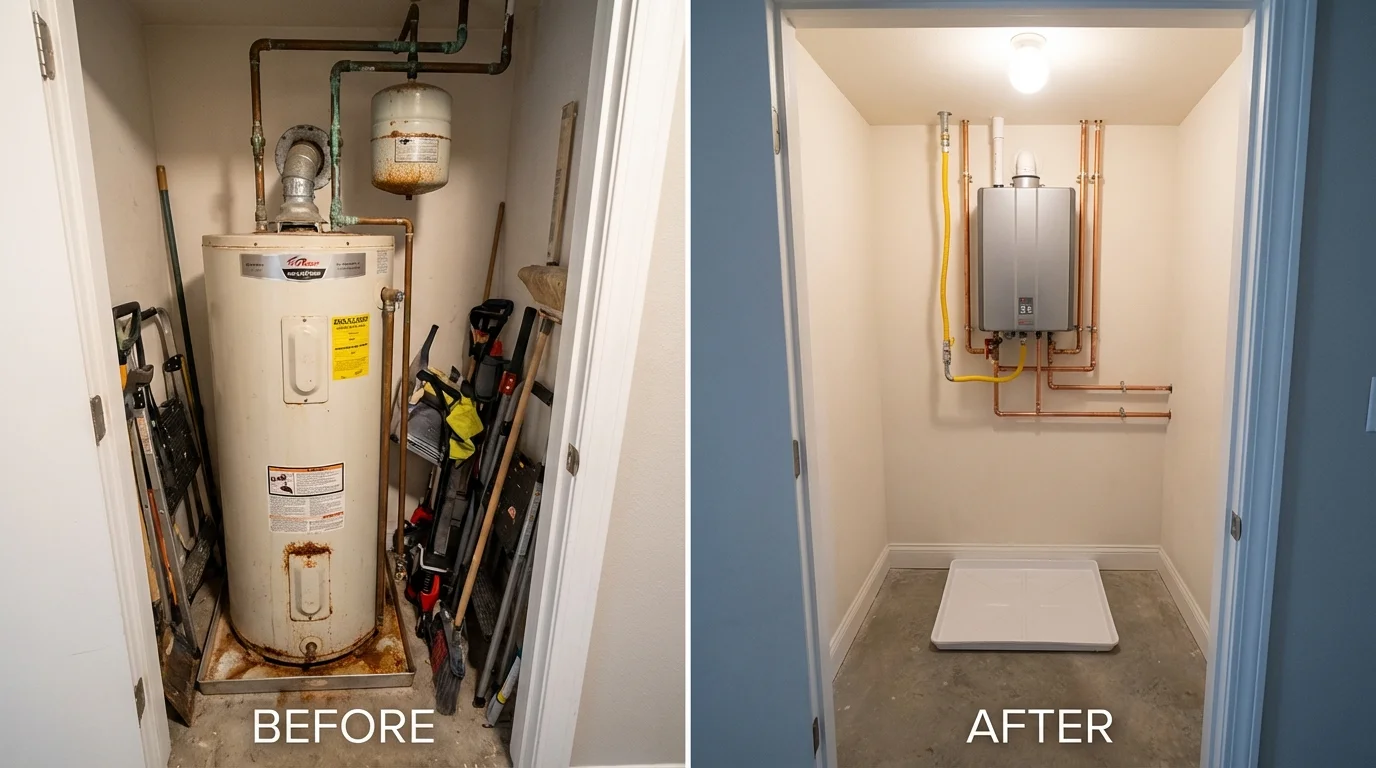 Tank water heater versus wall-mounted tankless unit comparison for Pilot Rock, OR homeowners
